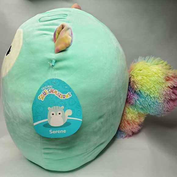 Serene the Teal Squirrel 16" Squishmallow Plush - BAM Exclusive Rainbow Tail NEW - Picture 2 of 6